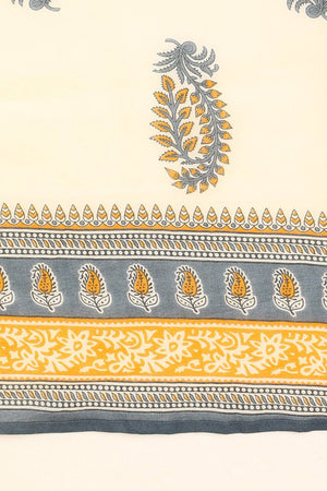 Yellow Cotton Flared Kurti Pant With Dupatta