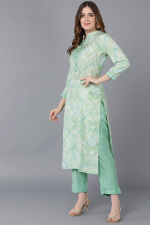 Green Poly Silk Kurti Pant With Dupatta