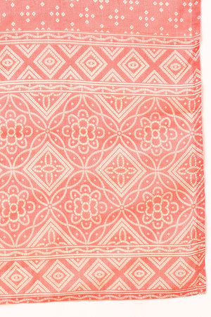 Peach Cotton Bandhani Printed Straight Suit Set