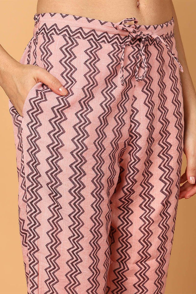 Pink Silk Blend Floral Printed Straight Style Suit Set