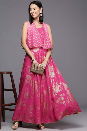 Women's Pink Crepe Printed Co-Ord Set