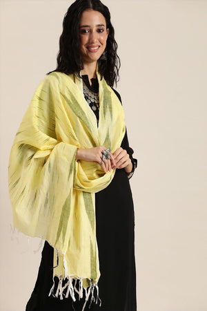 Women's Yellow Cotton Dupatta (VRCYYB2H1102)