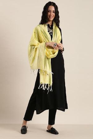 Women's Yellow Cotton Dupatta (VRCYYB2H1102)