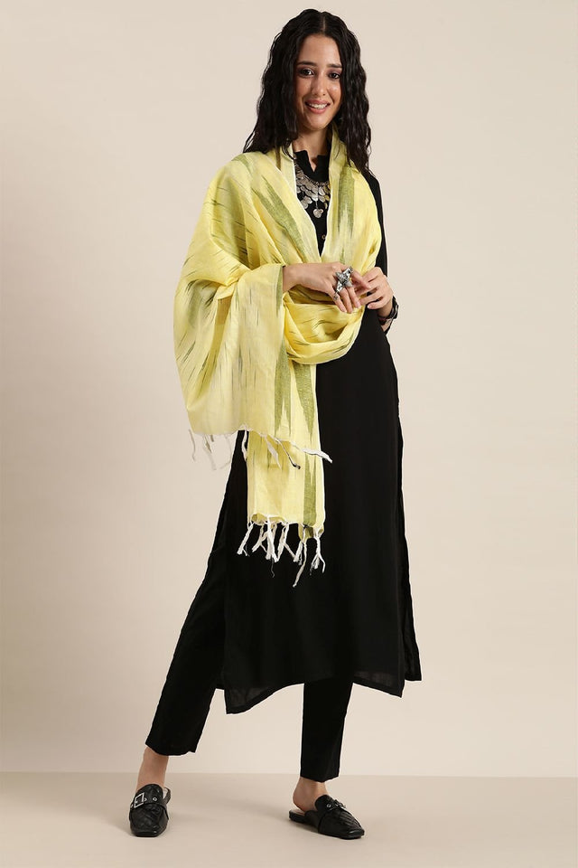 Women's Yellow Cotton Dupatta (VRCYYB2H1102)
