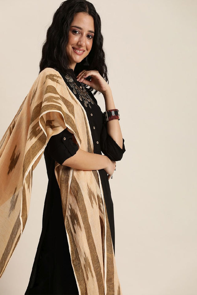 Women's Brown Cotton Dupatta