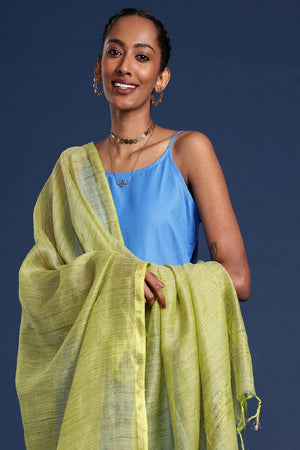 Women's Green Silk Blend Dupatta