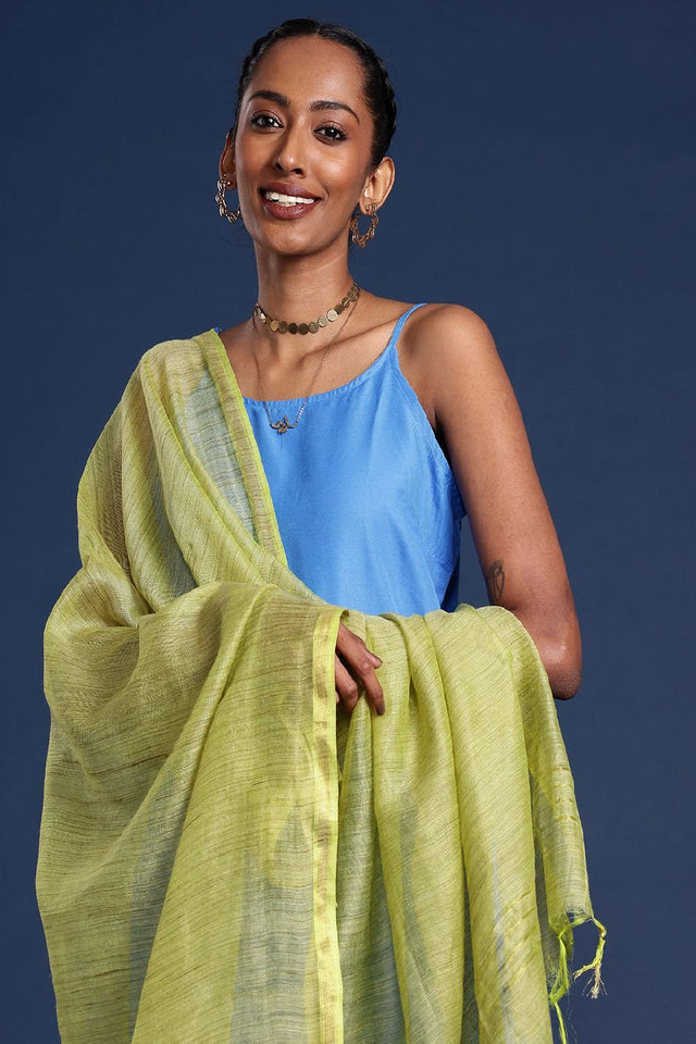 Women's Green Silk Blend Dupatta