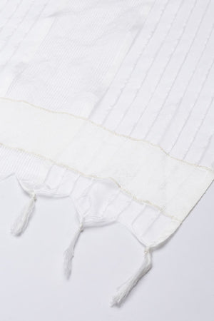 Women's White Silk Blend Dupatta (VTMWWB3I1778)