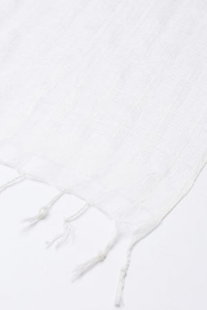 Women's White Silk Blend Dupatta (VTMWWB3I1776)