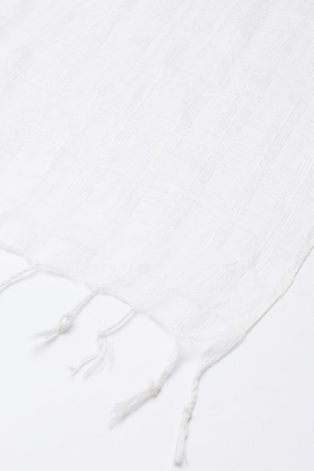 Women's White Silk Blend Dupatta (VTMWWB3I1776)