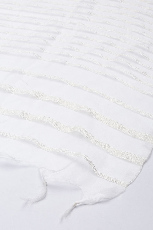 Women's White Silk Blend Dupatta (VTMWWB3I1772)