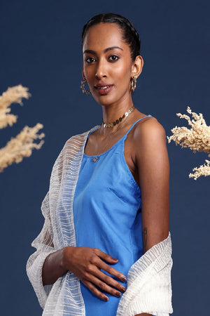 Women's White Silk Blend Dupatta (VTMWWB3I1774)