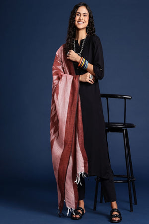 Women's Maroon Silk Blend Dupatta