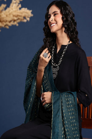 Women's Teal Silk Blend Dupatta