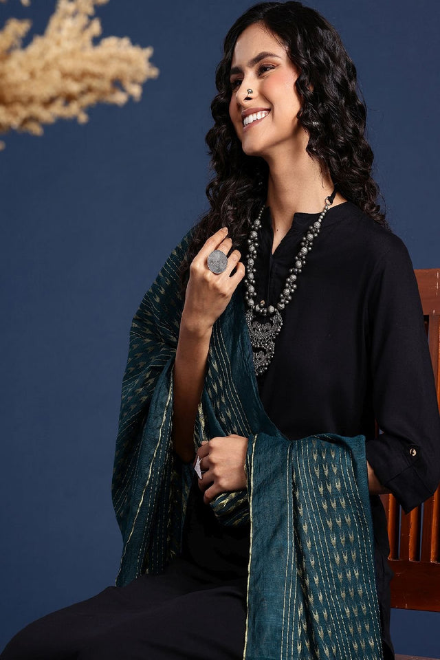 Women's Teal Silk Blend Dupatta