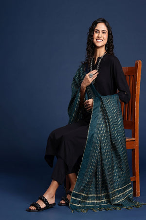 Women's Teal Silk Blend Dupatta