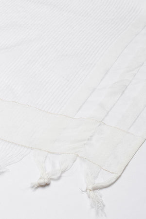 Women's White Silk Blend Dupatta (VTMWWB3I1779)