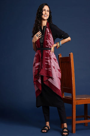 Women's Maroon Silk Blend Dupatta