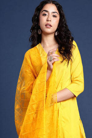 Women's Yellow Silk Blend Dupatta (VYMYYB3J1853)
