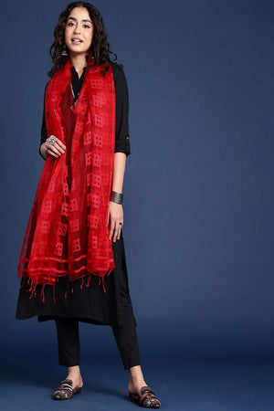 Women's Red Silk Blend Dupatta