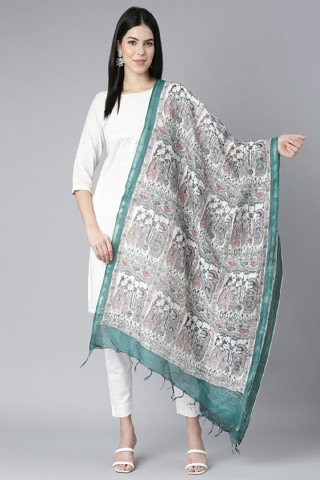 Women's Green Silk Blend Dupatta (DMMGIC3K1892)