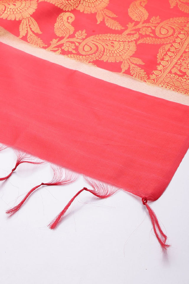 Women's Red Silk Blend Dupatta