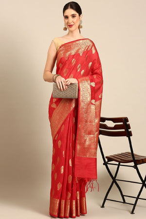 Orange Silk Blend Saree