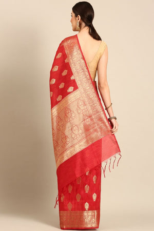 Orange Silk Blend Saree