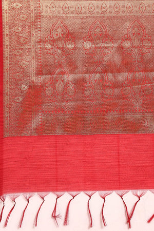 Orange Silk Blend Saree