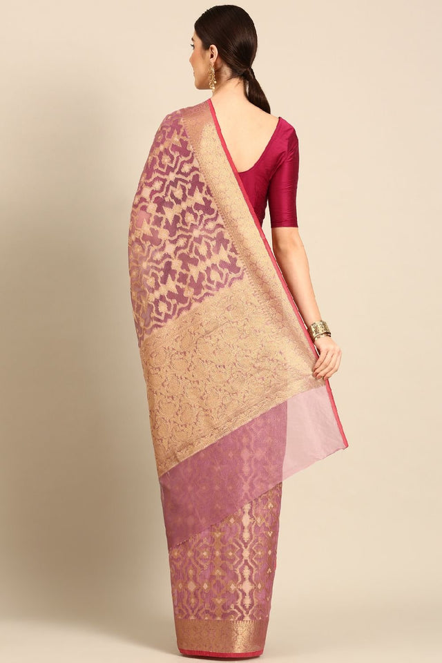 Purple Silk Blend Saree