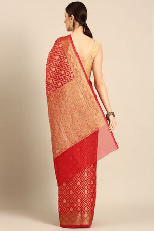 Orange Silk Blend Saree