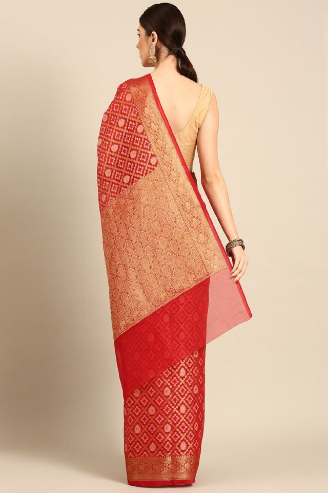 Orange Silk Blend Saree