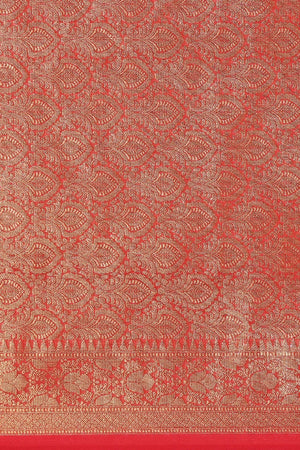 Orange Silk Blend Saree