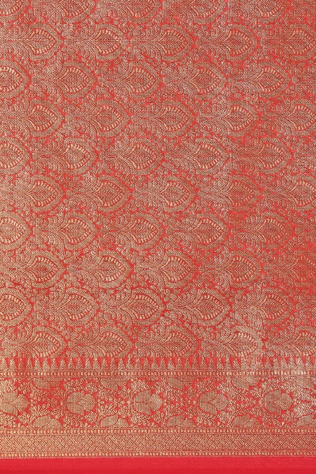 Orange Silk Blend Saree