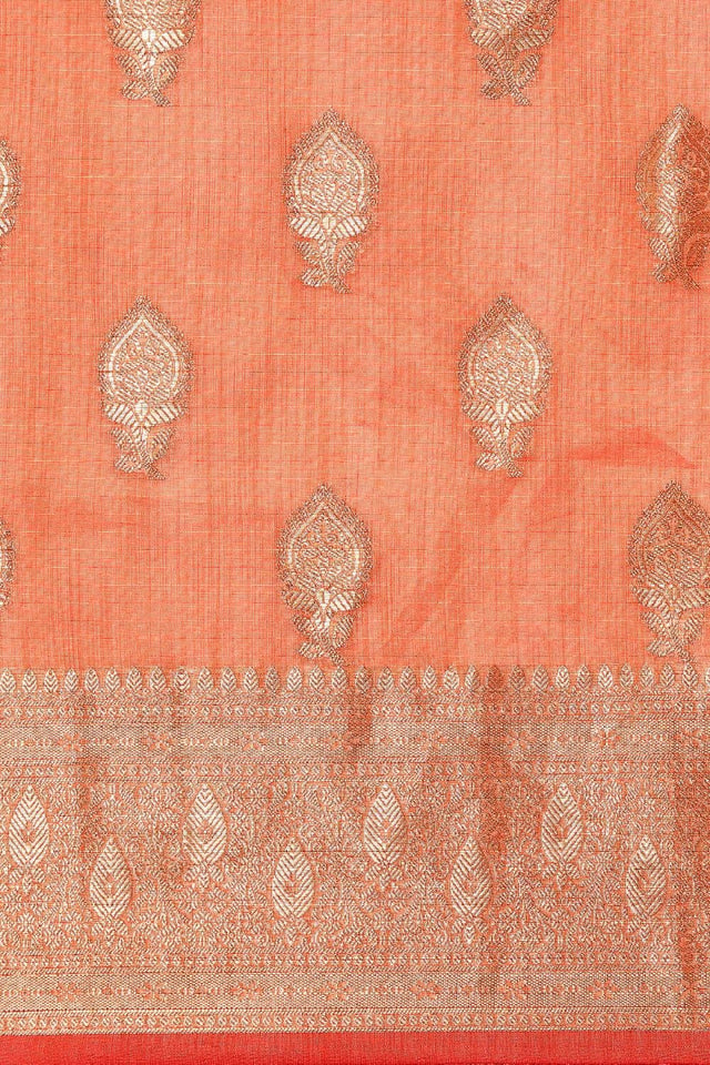 Peach Silk Blend Saree