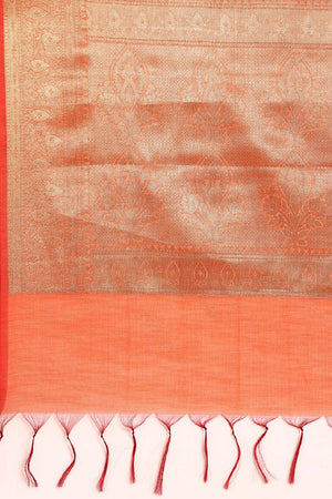 Peach Silk Blend Saree