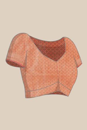 Peach Silk Blend Saree