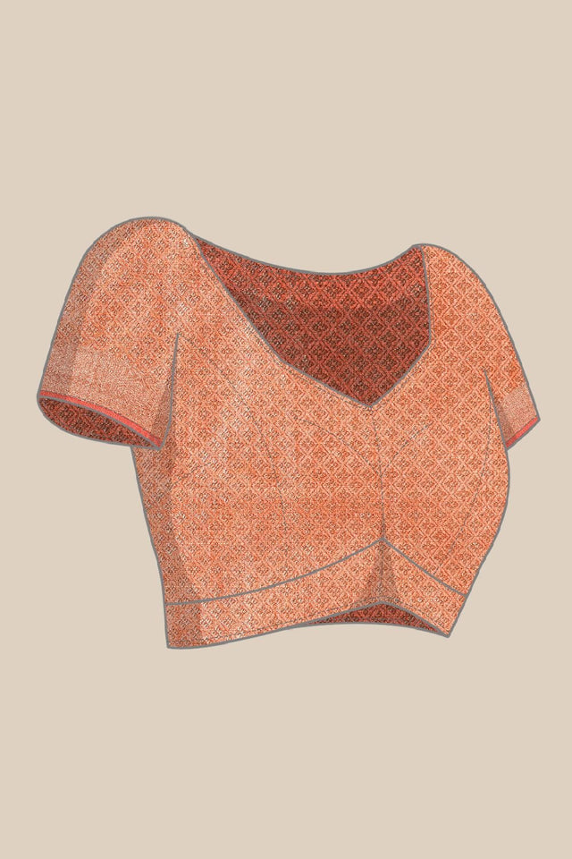 Peach Silk Blend Saree