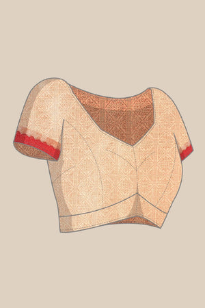 Cream Silk Blend Saree