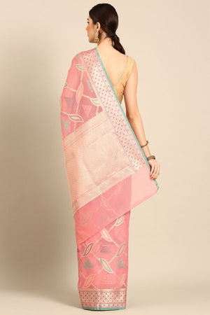 Pink Silk Blend Saree