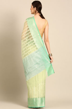 Green Silk Blend Saree