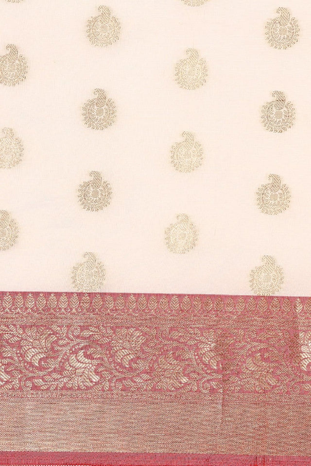 White Silk Blend Saree