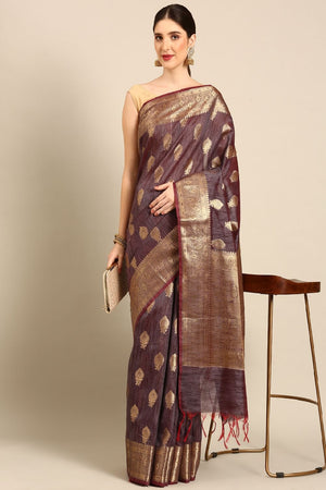 Burgundy Silk Blend Saree