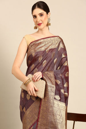 Burgundy Silk Blend Saree