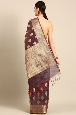 Burgundy Silk Blend Saree
