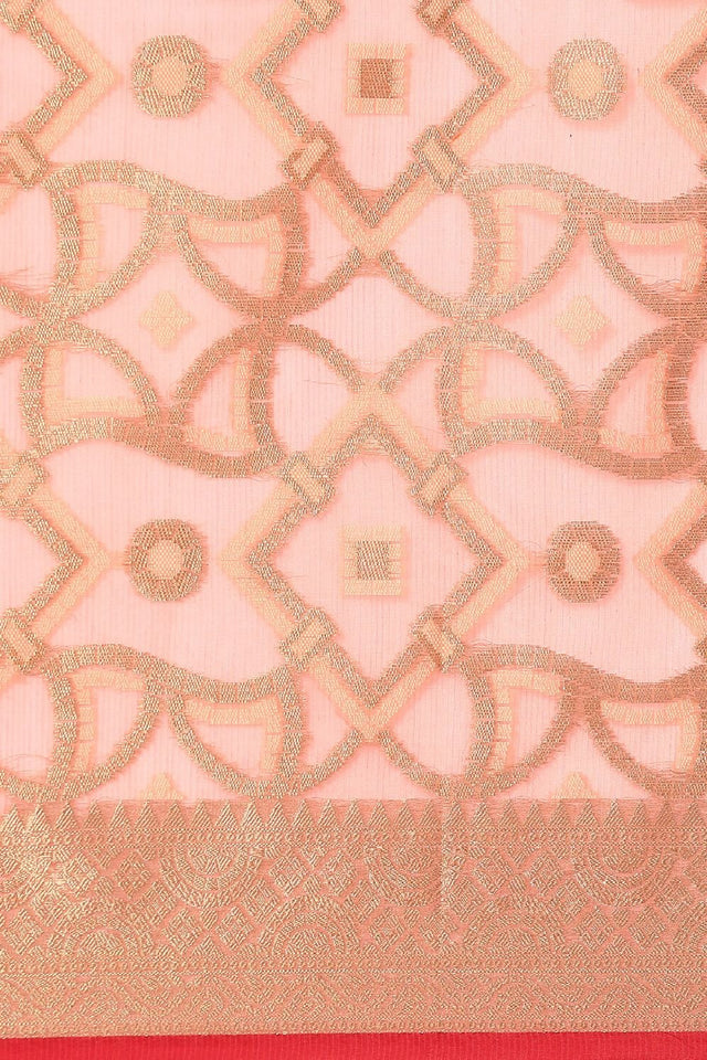 Peach Silk Blend Saree