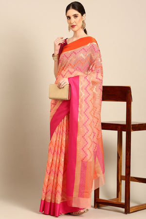 Peach Silk Blend Saree