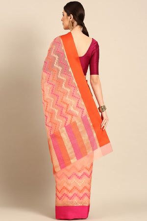 Peach Silk Blend Saree