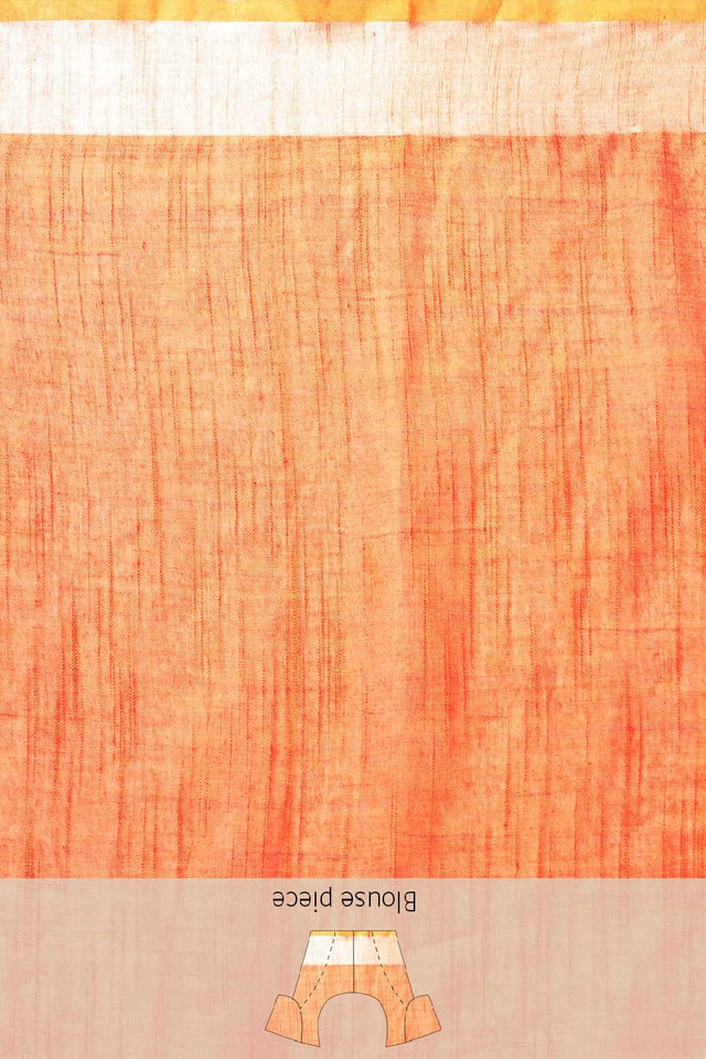 Orange Cotton Saree