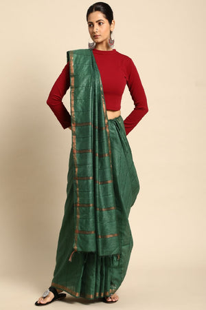 Green Silk Blend Saree